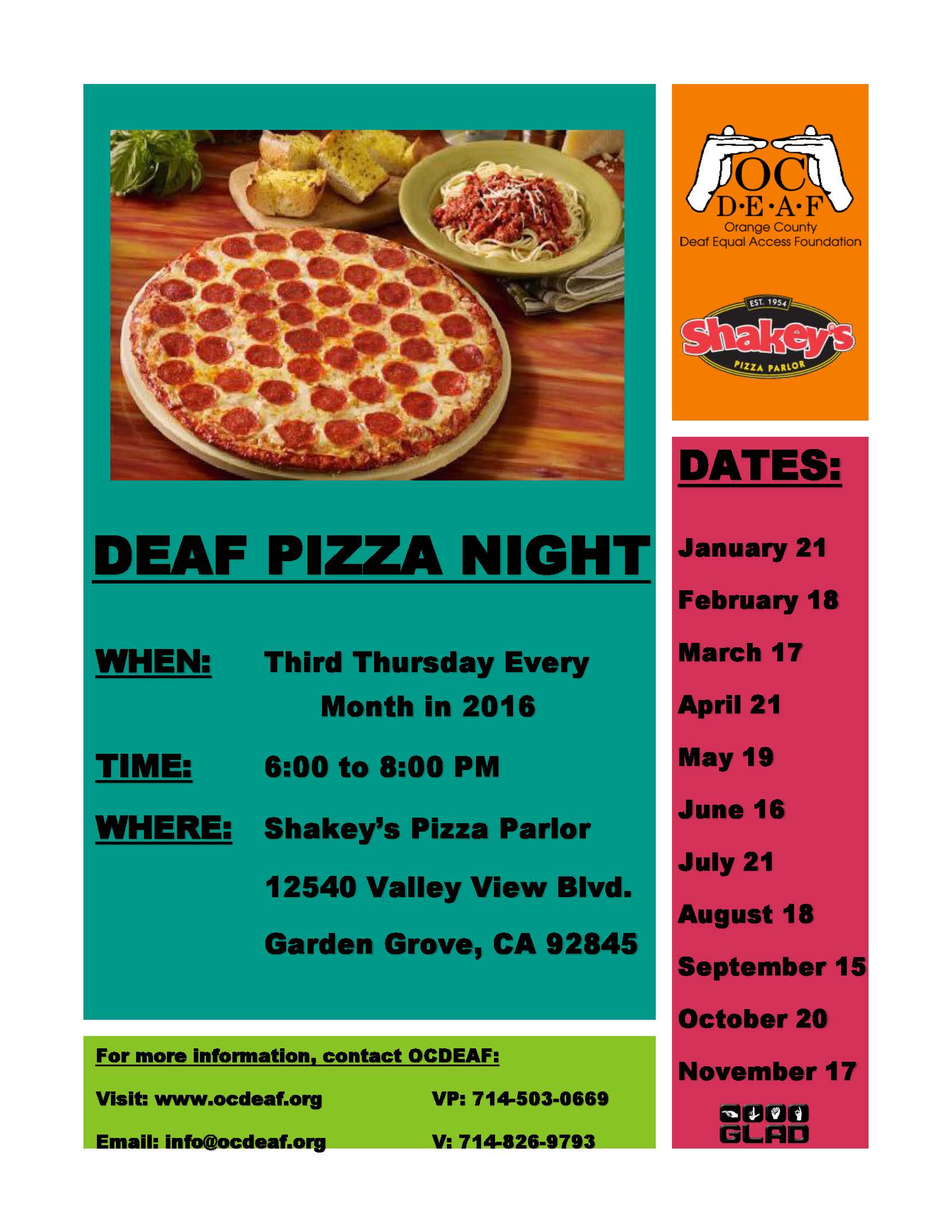 Deaf Pizza Night 2016