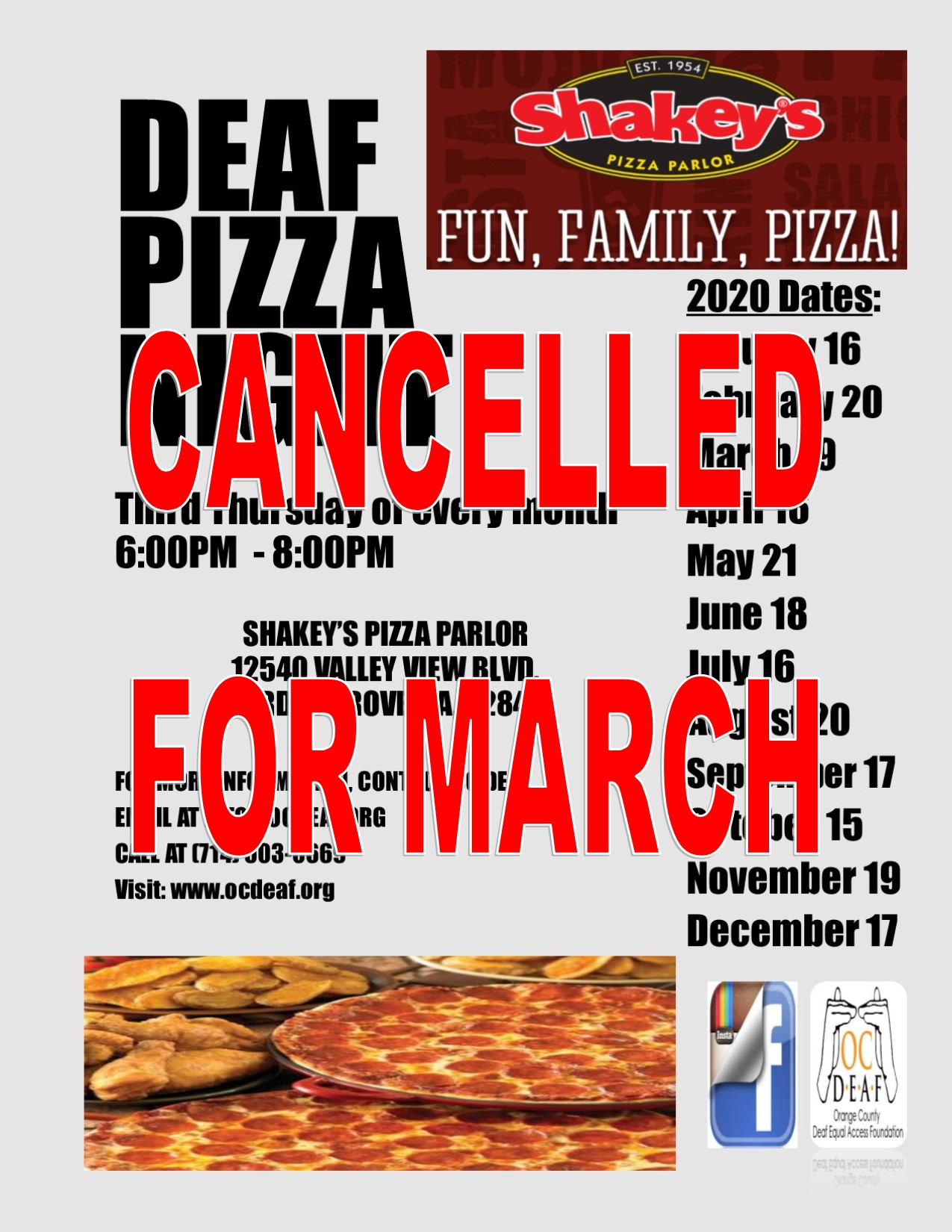 PIZZA NIGHT CANCELLED